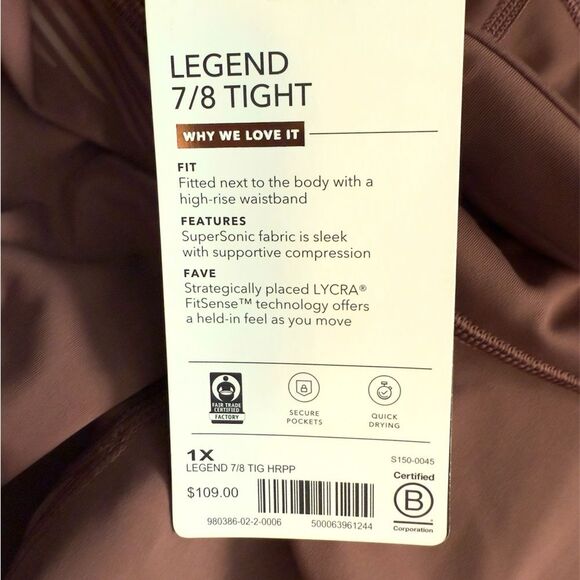 NWT Athleta Allyson Felix Legend 7/8 Women’s 1X High Rise Supersonic Compression - Picture 4 of 6